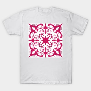 Deep Rose and White Pattern T-Shirt